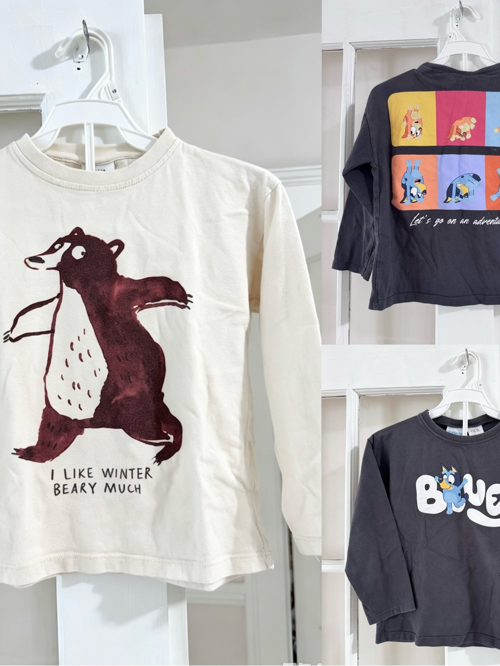 Zara Bluey Bear Kids 2 pack Graphic Long-Sleeve Tees - Set of 2